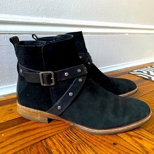 Kork Ease Black Studded Suede and Leather Booties